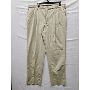 Aramark Mens Pleated Work Pants Tan Polyester Blend Workwear Size 40x29